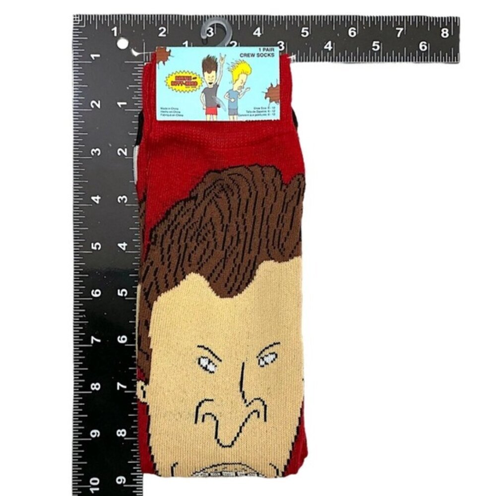 Beavis and Butt-Head Crew Socks Novelty Fun One Size Adult Unisex Red Men’s 6-12 - Picture 4 of 16